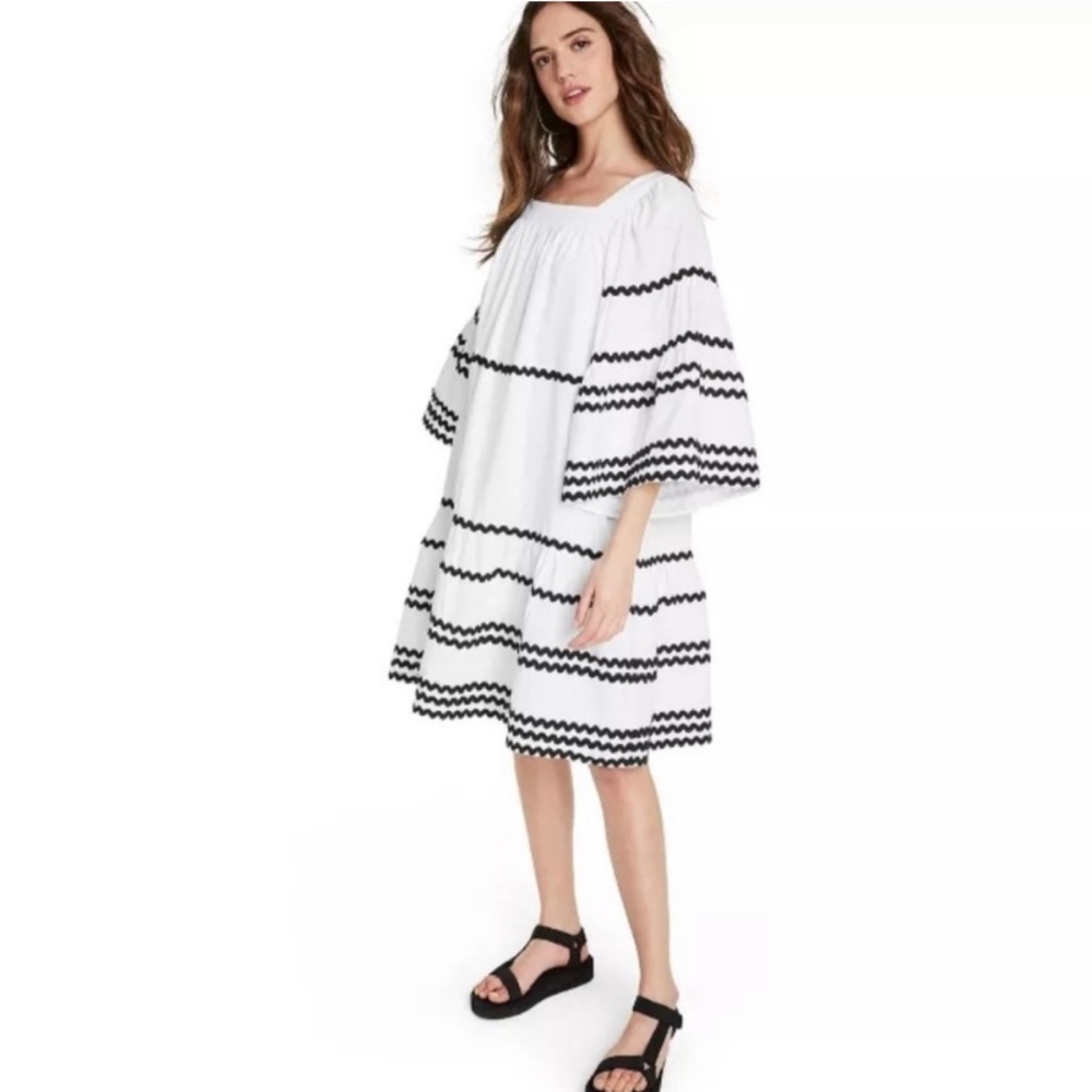 Lisa Marie Fernandez Target Ric Rac Flare Sleeve Linen Blend Dress Size Medium - Picture 1 of 10